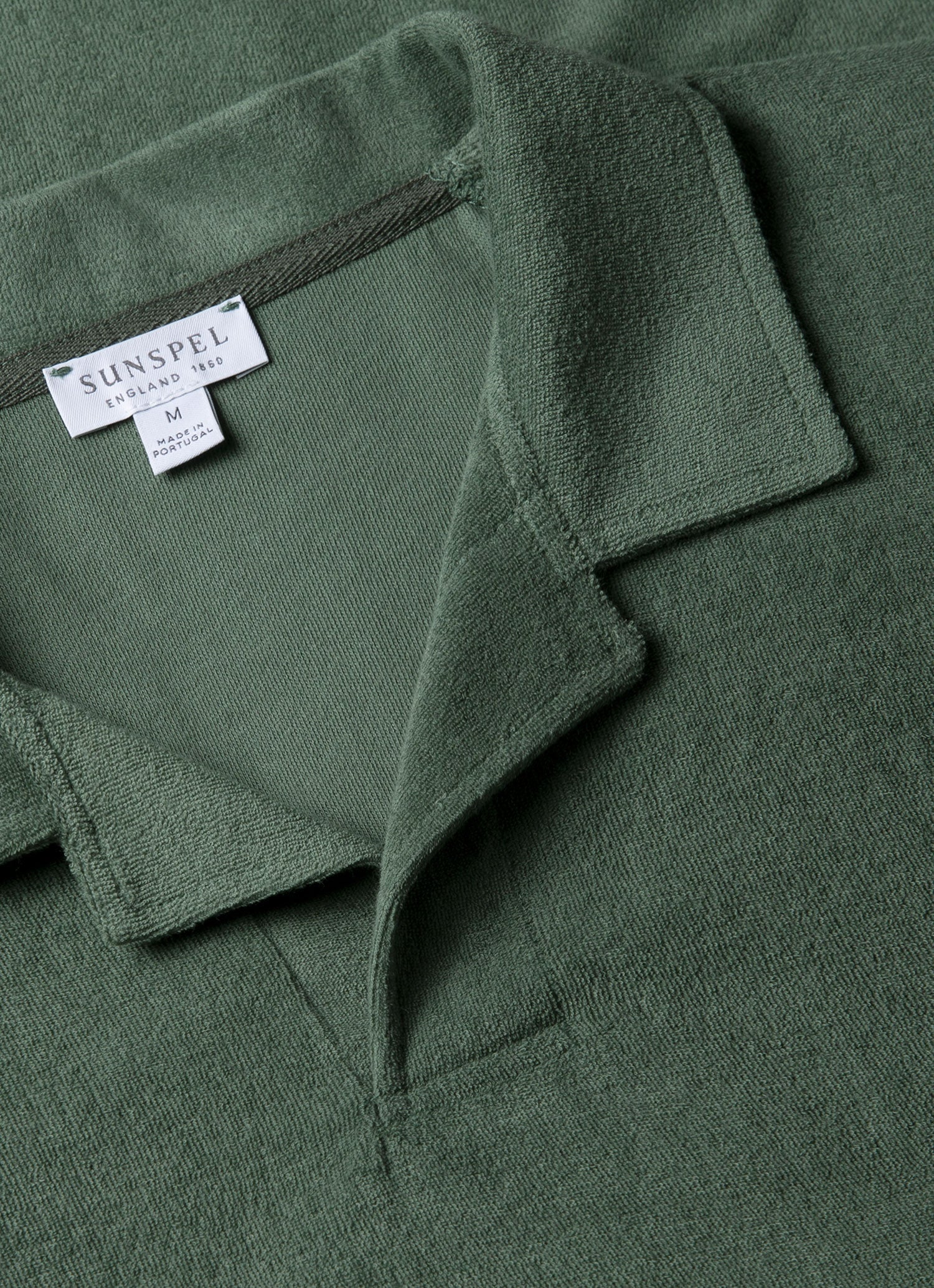 Men's Towelling Polo Shirt in Dusk Green | Sunspel