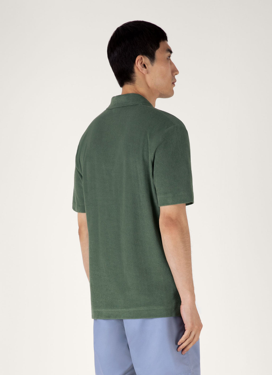 Men's Towelling Polo Shirt in Dusk Green