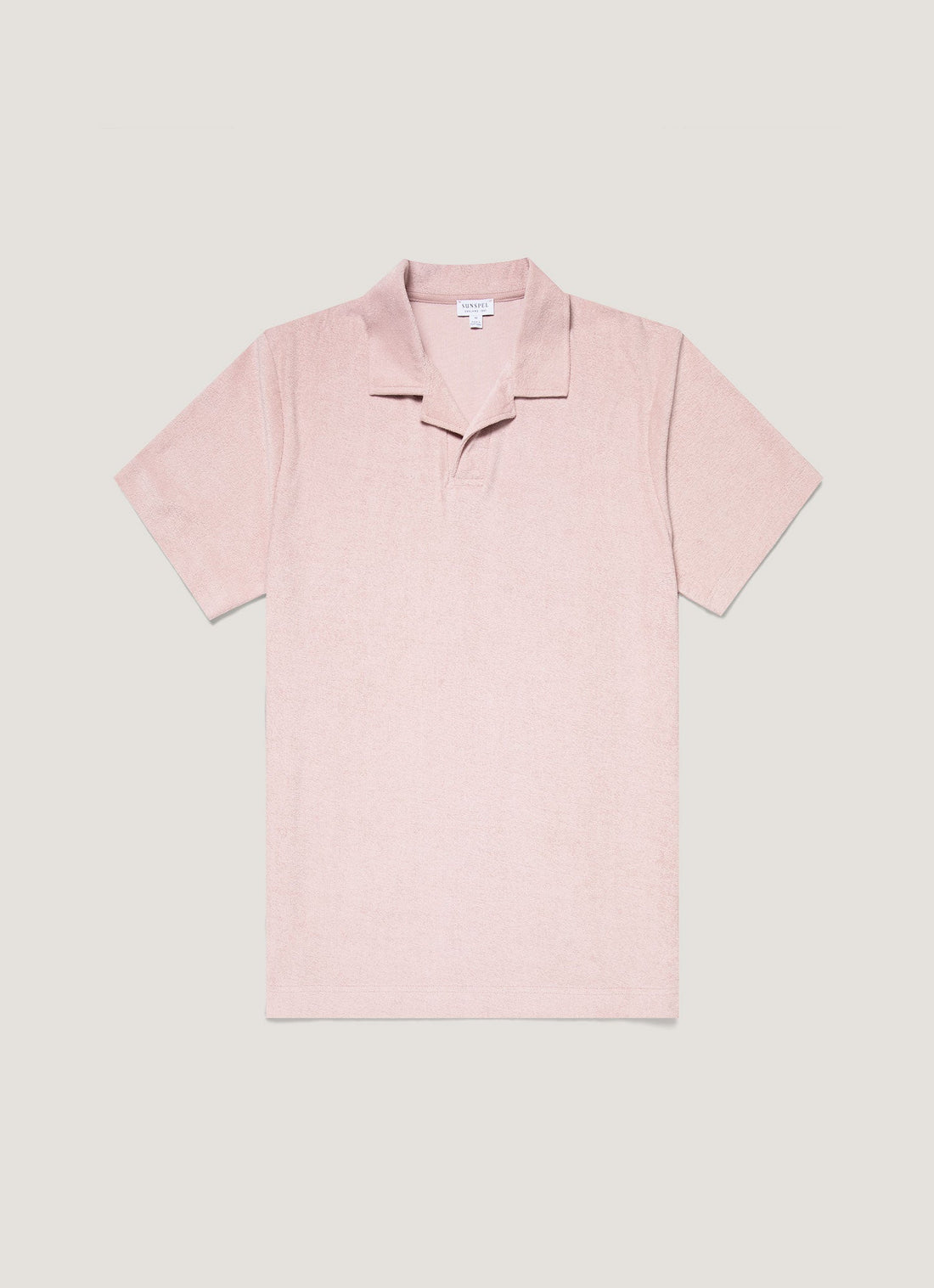 Men's Towelling Polo Shirt in Pale Pink
