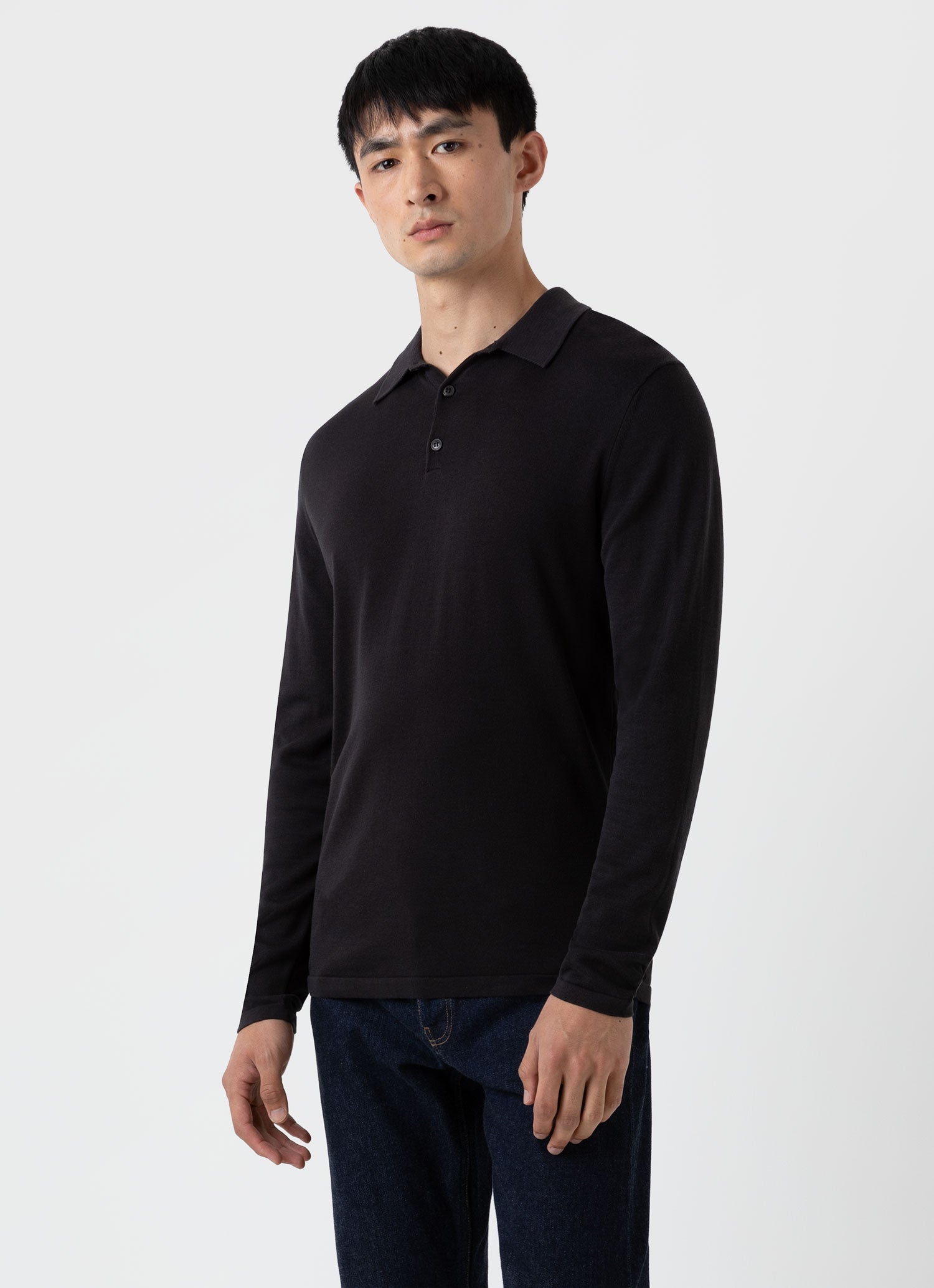 Long Sleeve Sea Island Cotton Polo Shirt