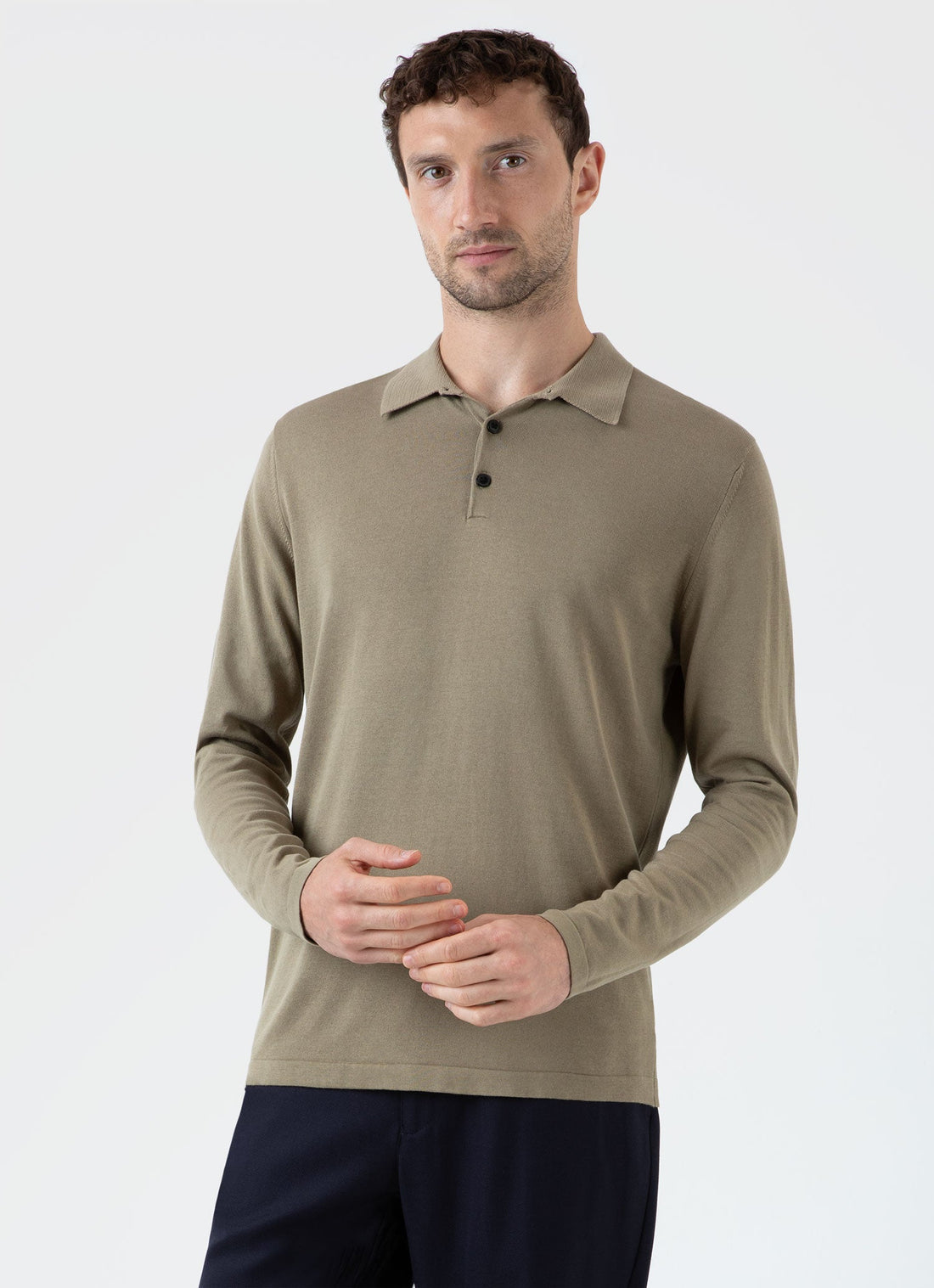 Boys Soft Cotton Jersey 2-Button Long Sleeve Polo Shirt
