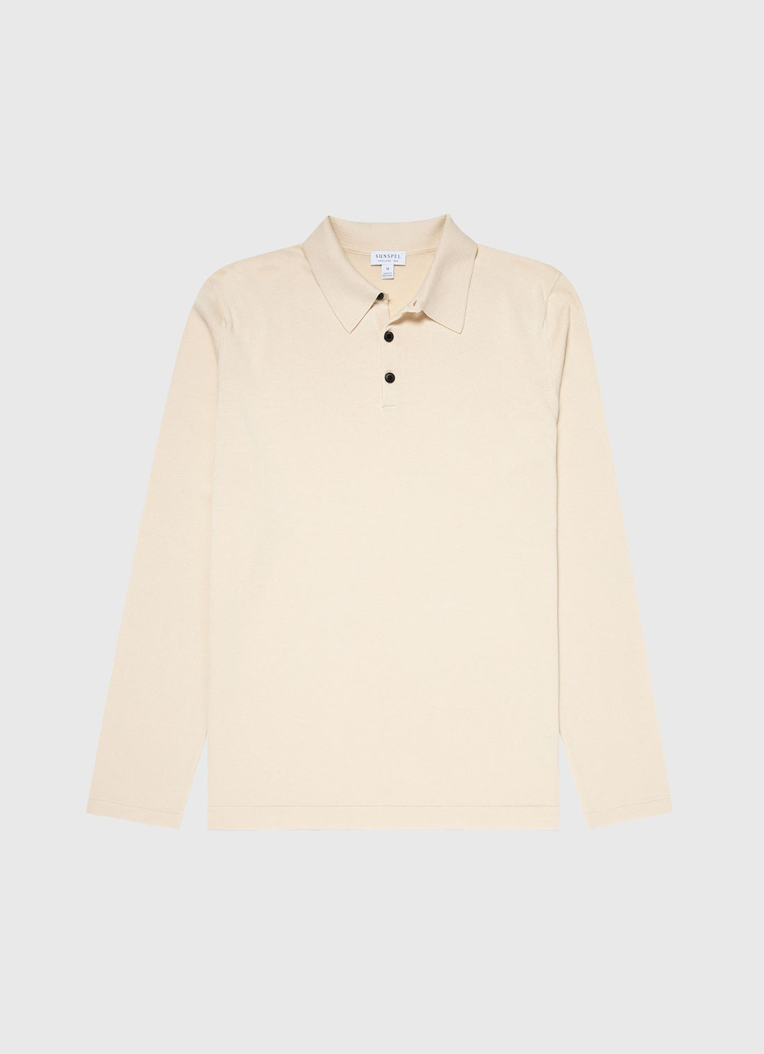 Men's Sea Island Cotton Long Sleeve Polo Shirt in Undyed