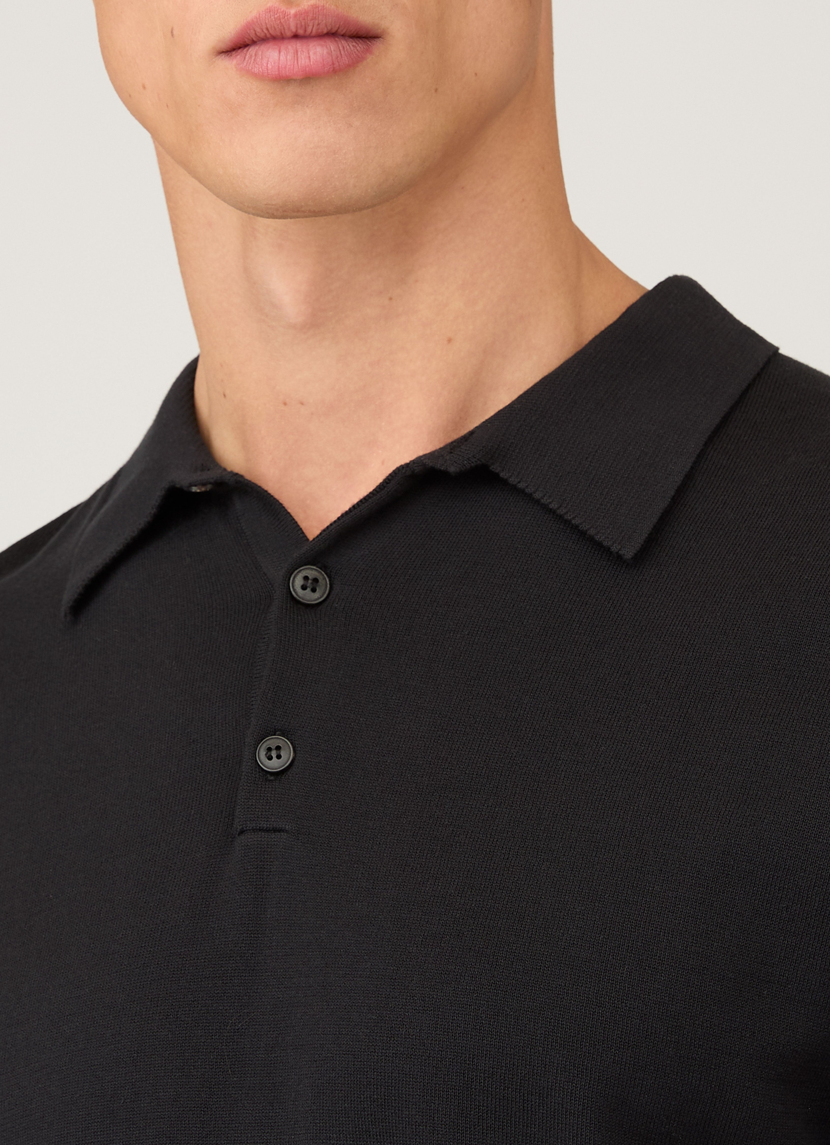 トップス BATONER OX SUMMER KNIT POLO S/S Black Men's BATONER” OX SUMMER KNIT POLO S/S” | Lapel online store