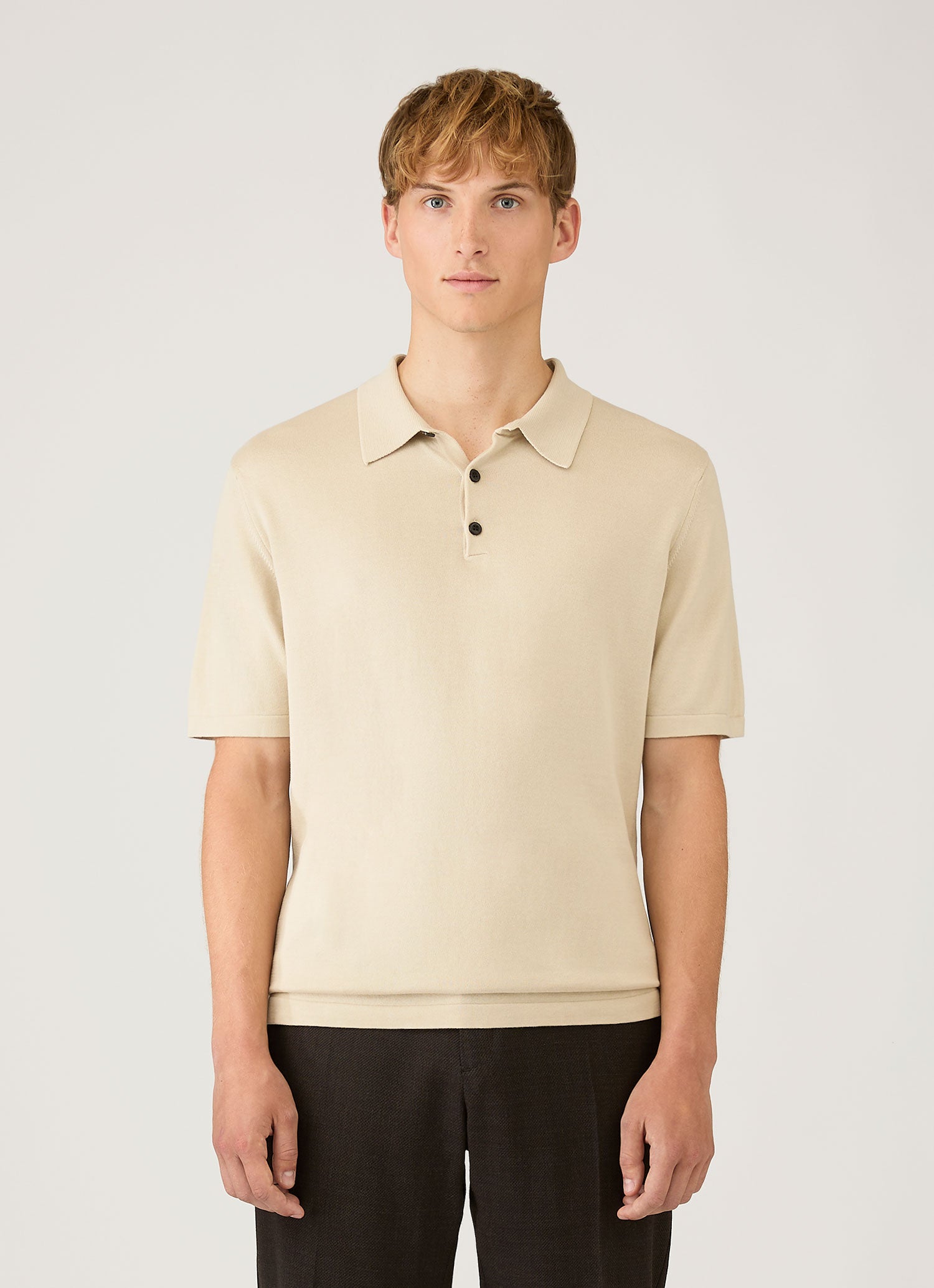 トップス BATONER 32G SMOOTH KNIT POLO BEIGE Knit Polo Shirt - Eton