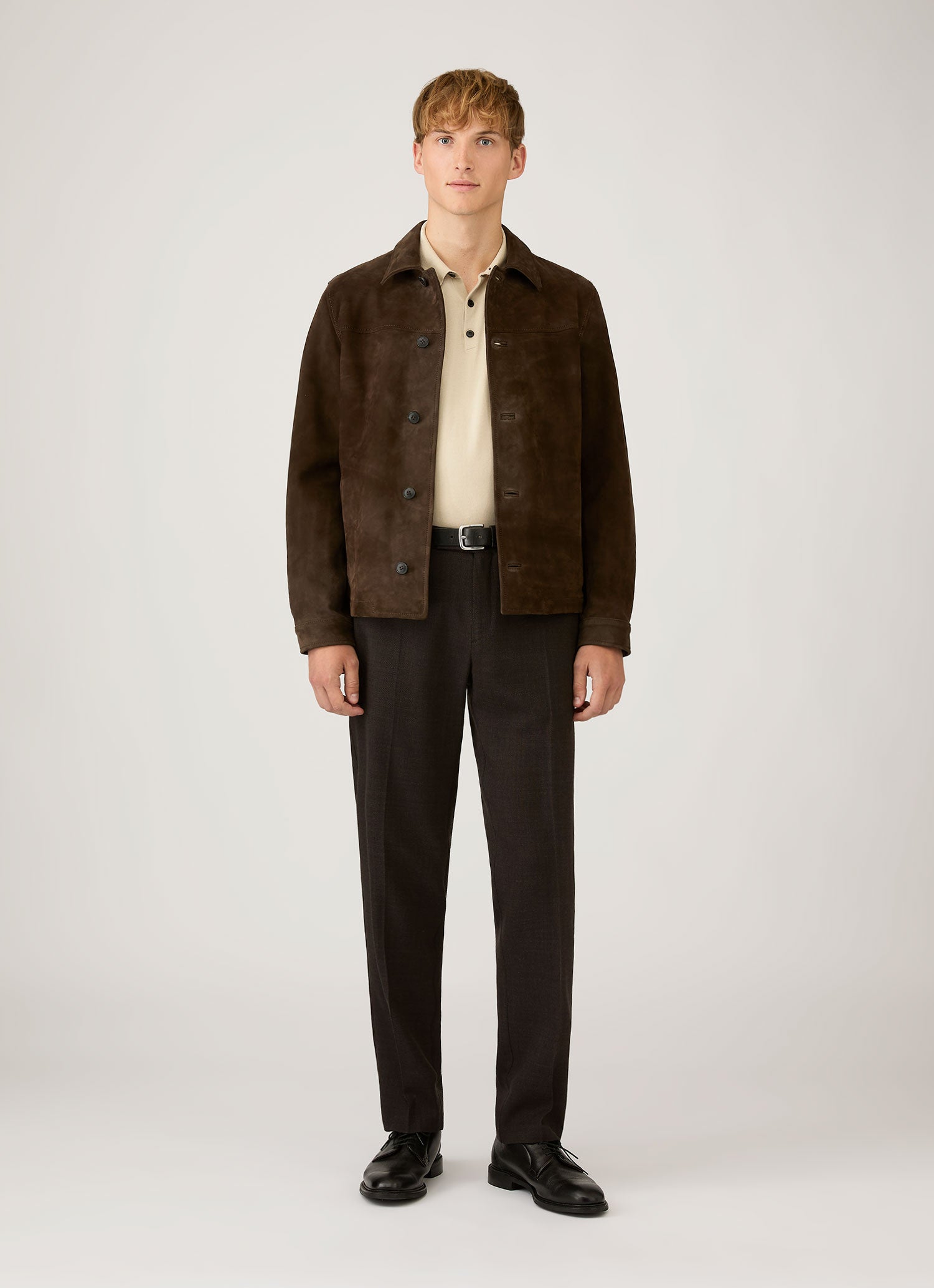 Men's Sea Island Cotton Knit Polo Shirt in Hazelwood | Sunspel