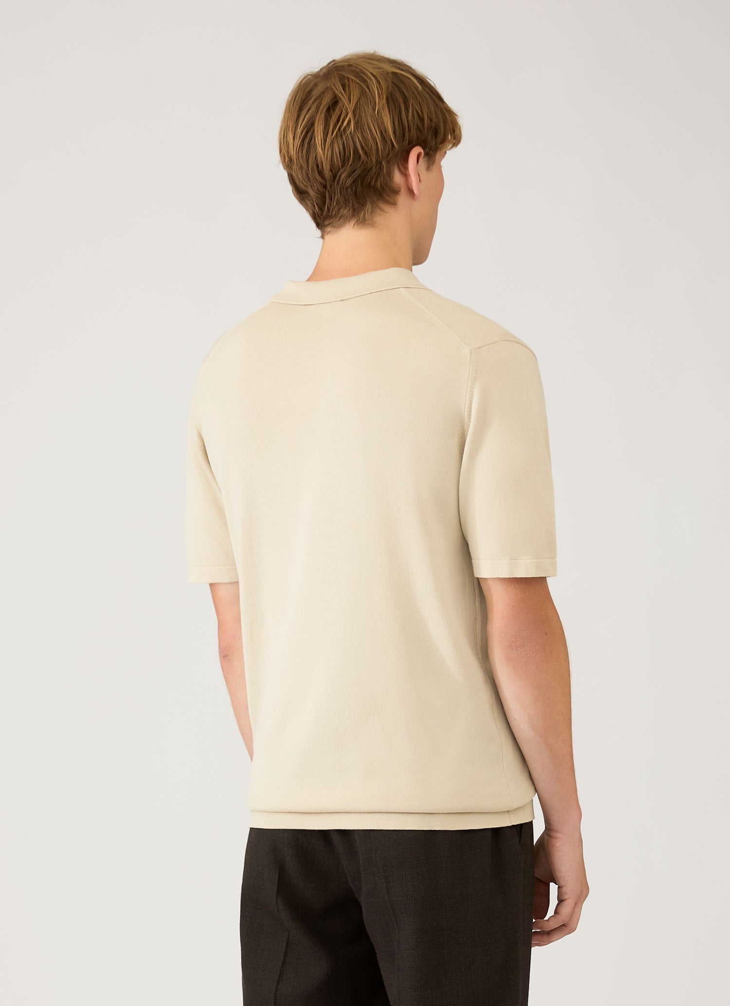 Men's Sea Island Cotton Knit Polo Shirt in Hazelwood | Sunspel