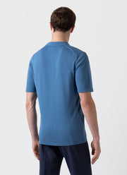 Men's Sea Island Cotton Polo Shirt in Bluestone