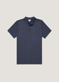 Men's Sea Island Cotton Knit Polo Shirt in Slate Blue