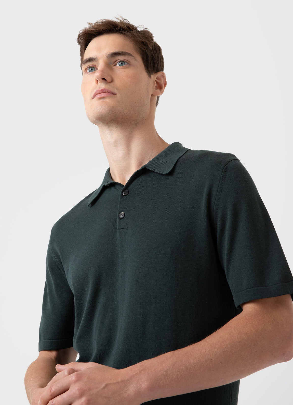 Men's Sea Island Cotton Polo Shirt in Seaweed