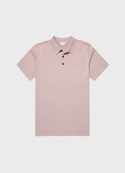 Men's Sea Island Cotton Polo Shirt in Pale Pink