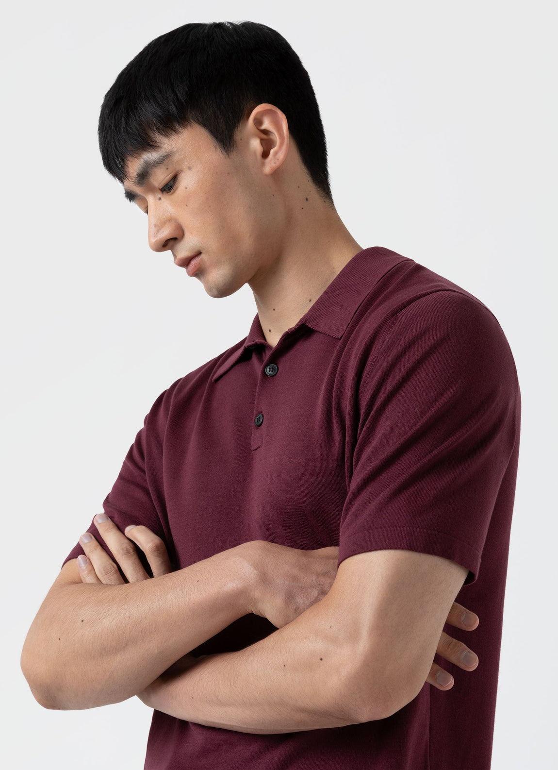 Men's Sea Island Cotton Polo Shirt in Vino
