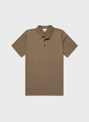 Men's Sea Island Cotton Polo Shirt in Dark Stone