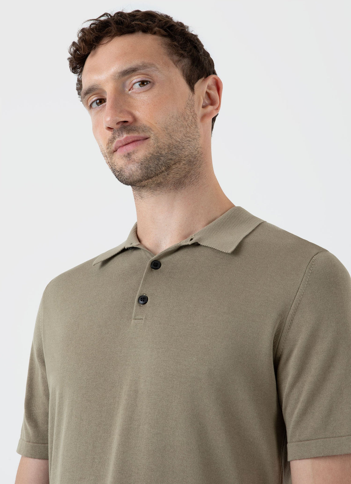 Men's Sea Island Cotton Polo Shirt in Dark Stone | Sunspel