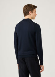 Men's Extra-Fine Merino Polo Shirt in Navy