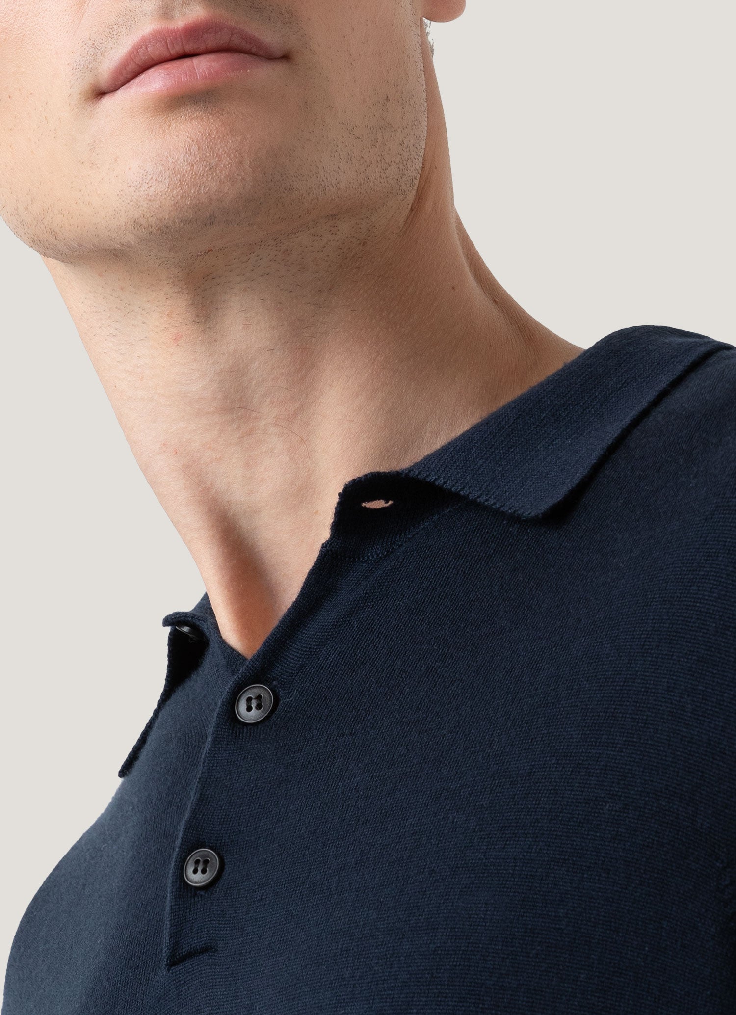 Men's Extra-Fine Merino Polo Shirt in Light Navy | Sunspel