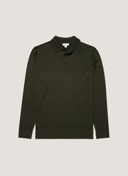 Men's Extra-Fine Merino Polo Shirt in Dark Green