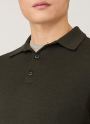 Men's Extra-Fine Merino Polo Shirt in Dark Green
