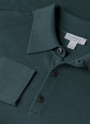 Men's Extra-Fine Merino Polo Shirt in Dark Petrol