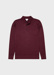 Men's Extra-Fine Merino Polo Shirt in Port