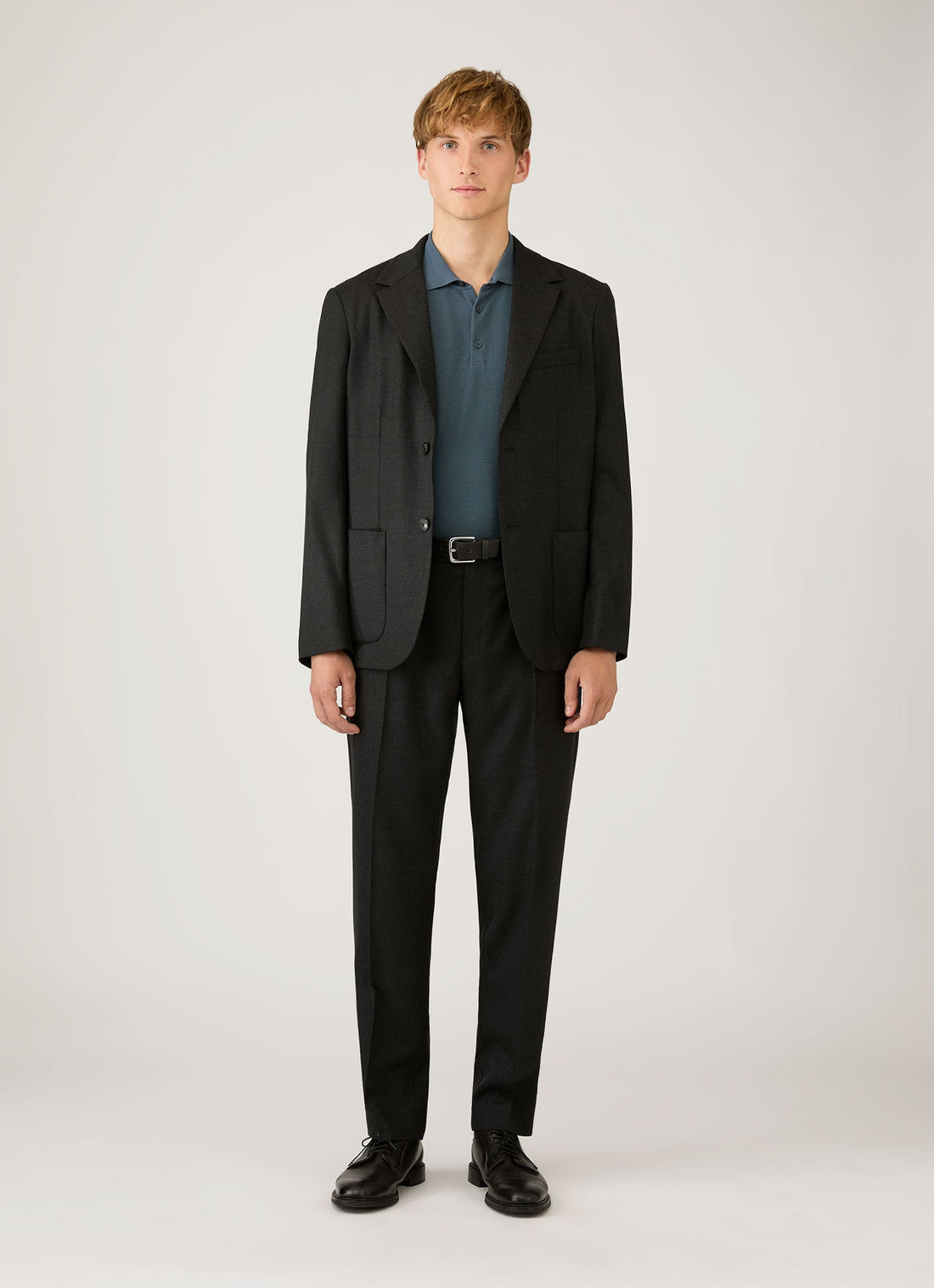 Men's Cotton Knit Polo Shirt in Slate Blue