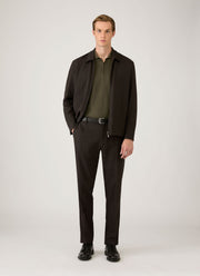 Men's Cotton Knit Polo Shirt in Khaki