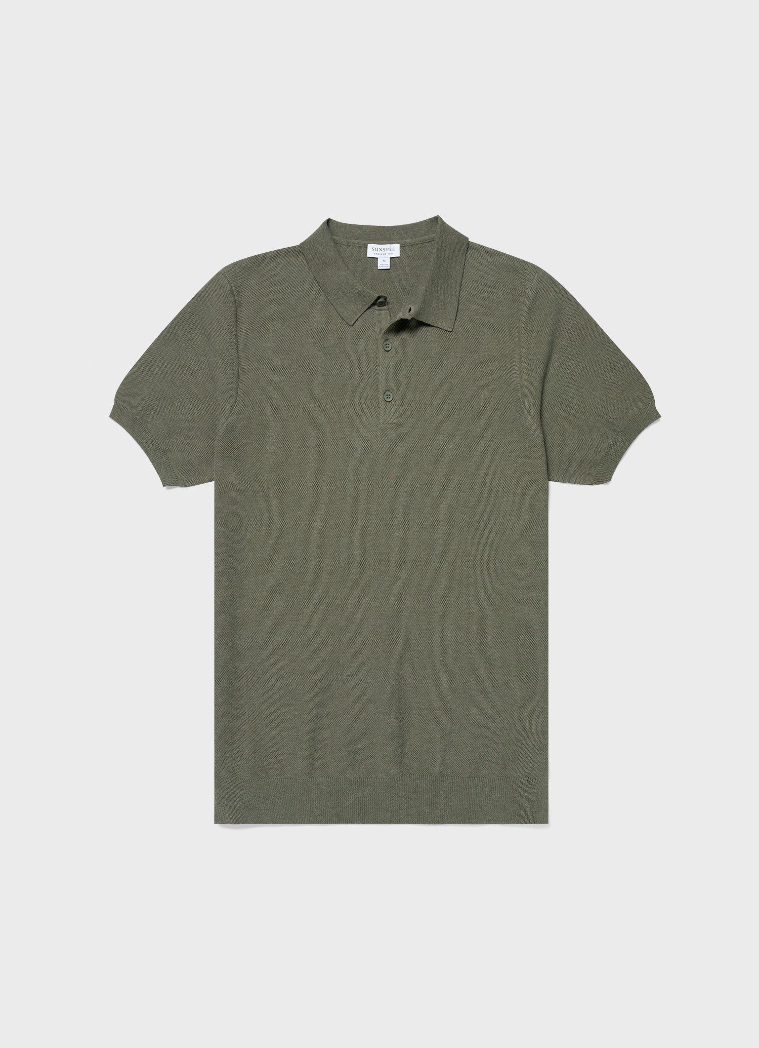 Men's Knit Polo Shirt in Pale Khaki Melange