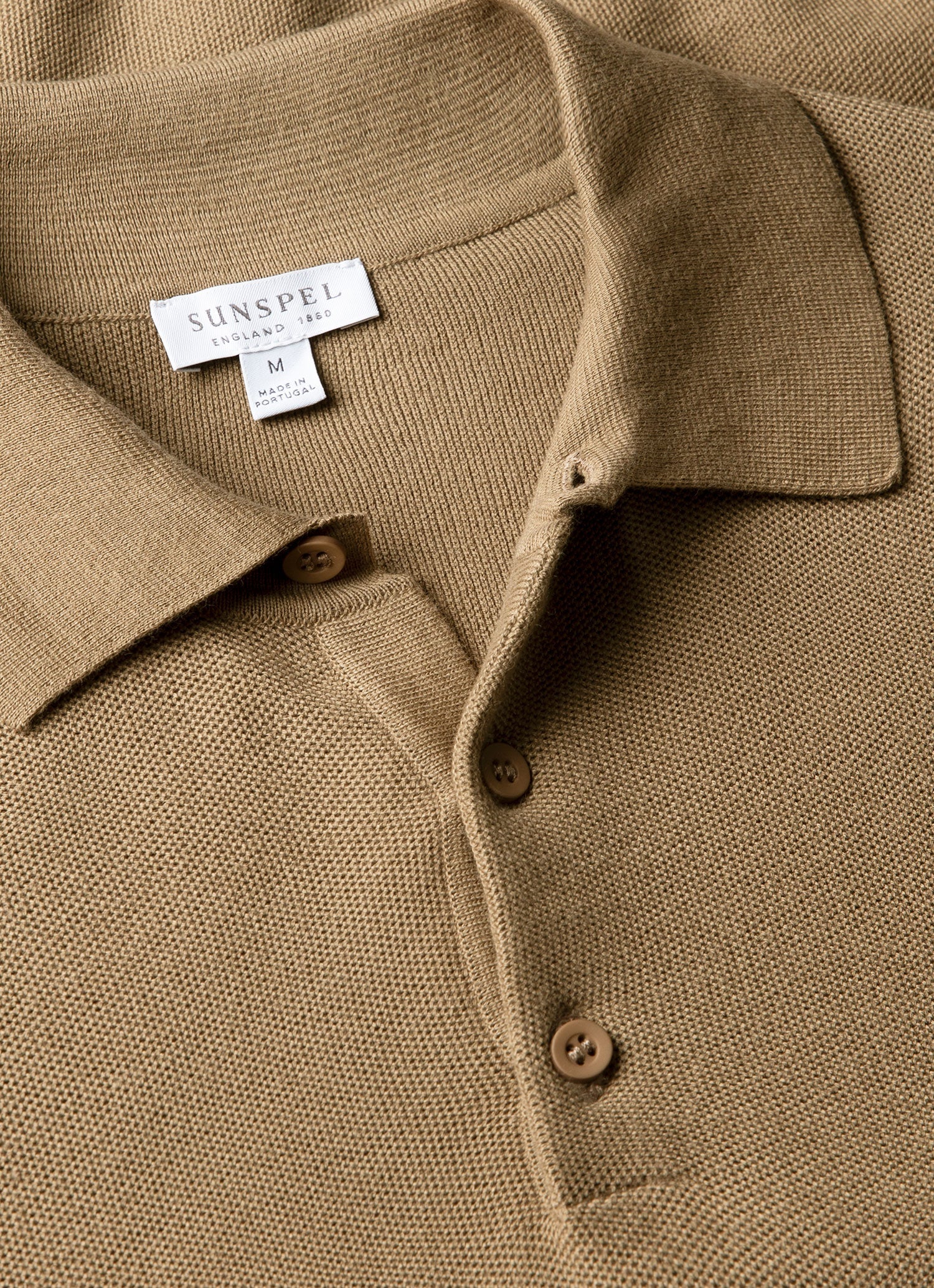 Men's Cotton Knit Polo Shirt in Dark Stone | Sunspel