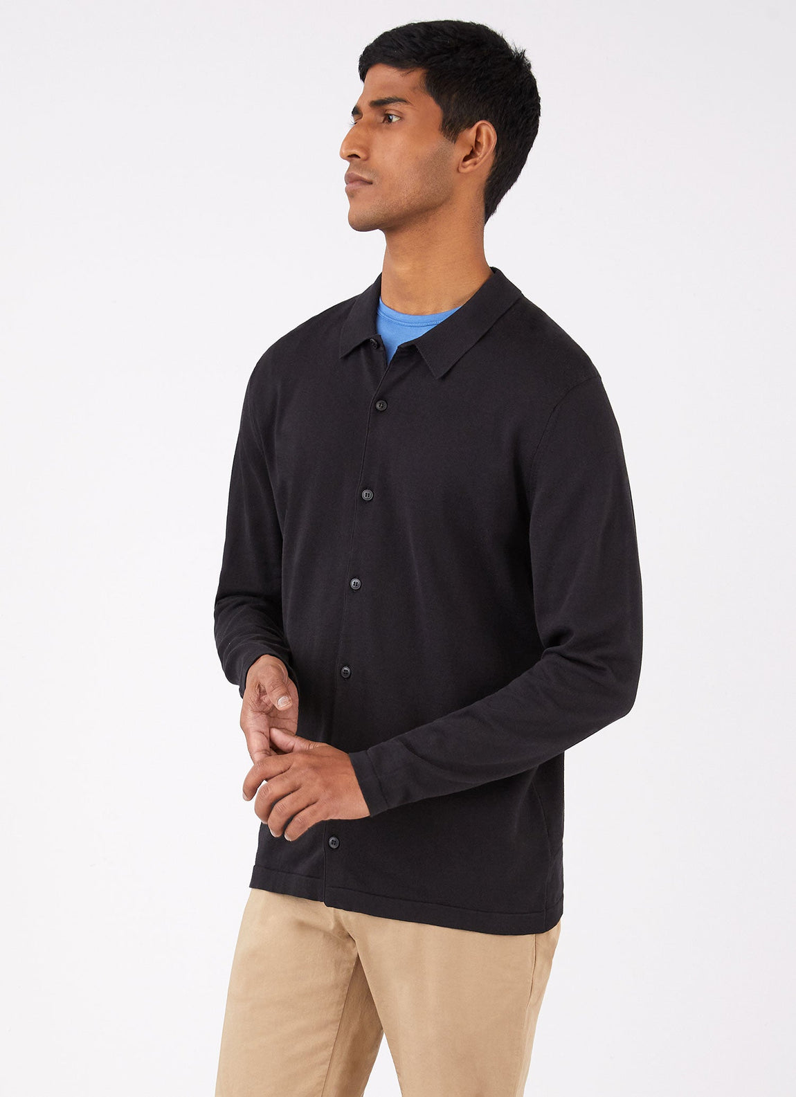 Men's Sea Island Knit Shirt in Black