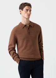 Men's Lambswool Polo Shirt in Pecan