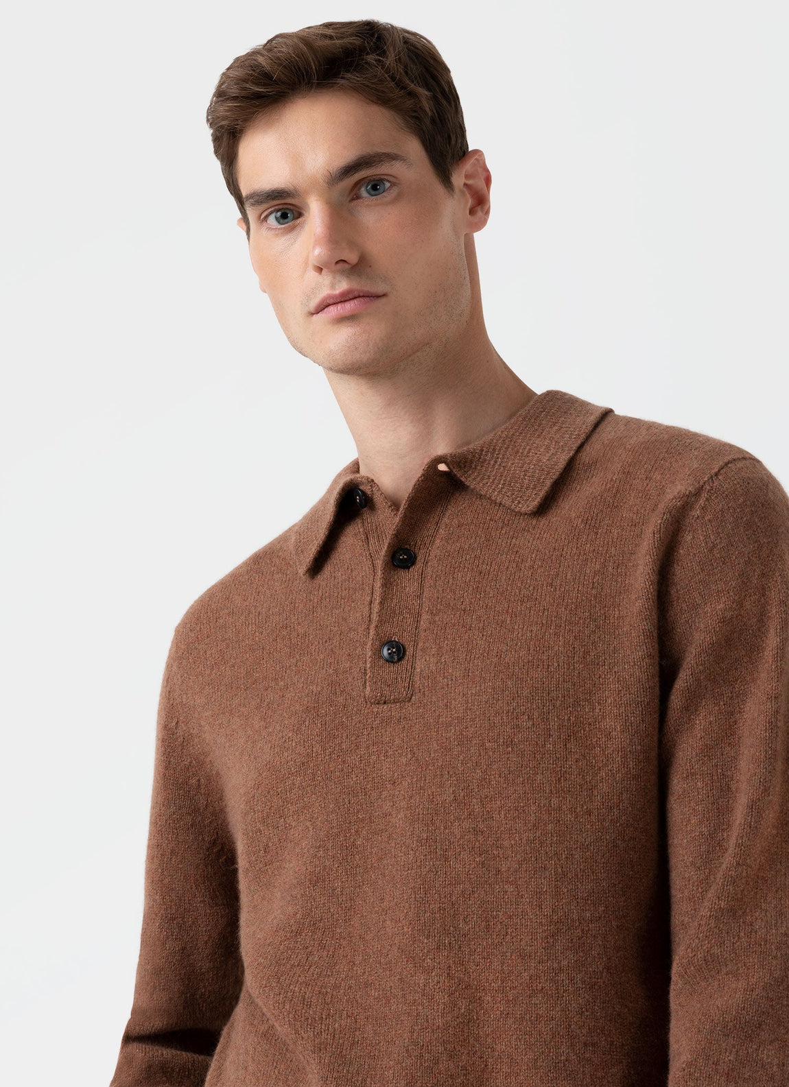 Men's Lambswool Polo Shirt in Pecan