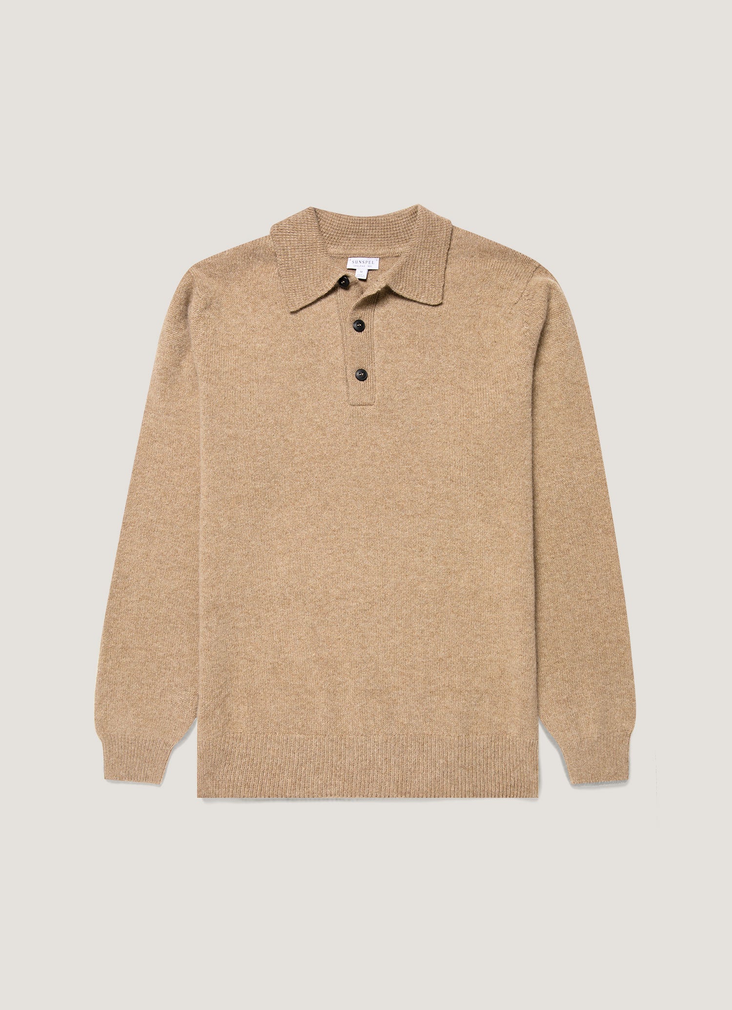 Men's Lambswool Polo Shirt in Sandstone