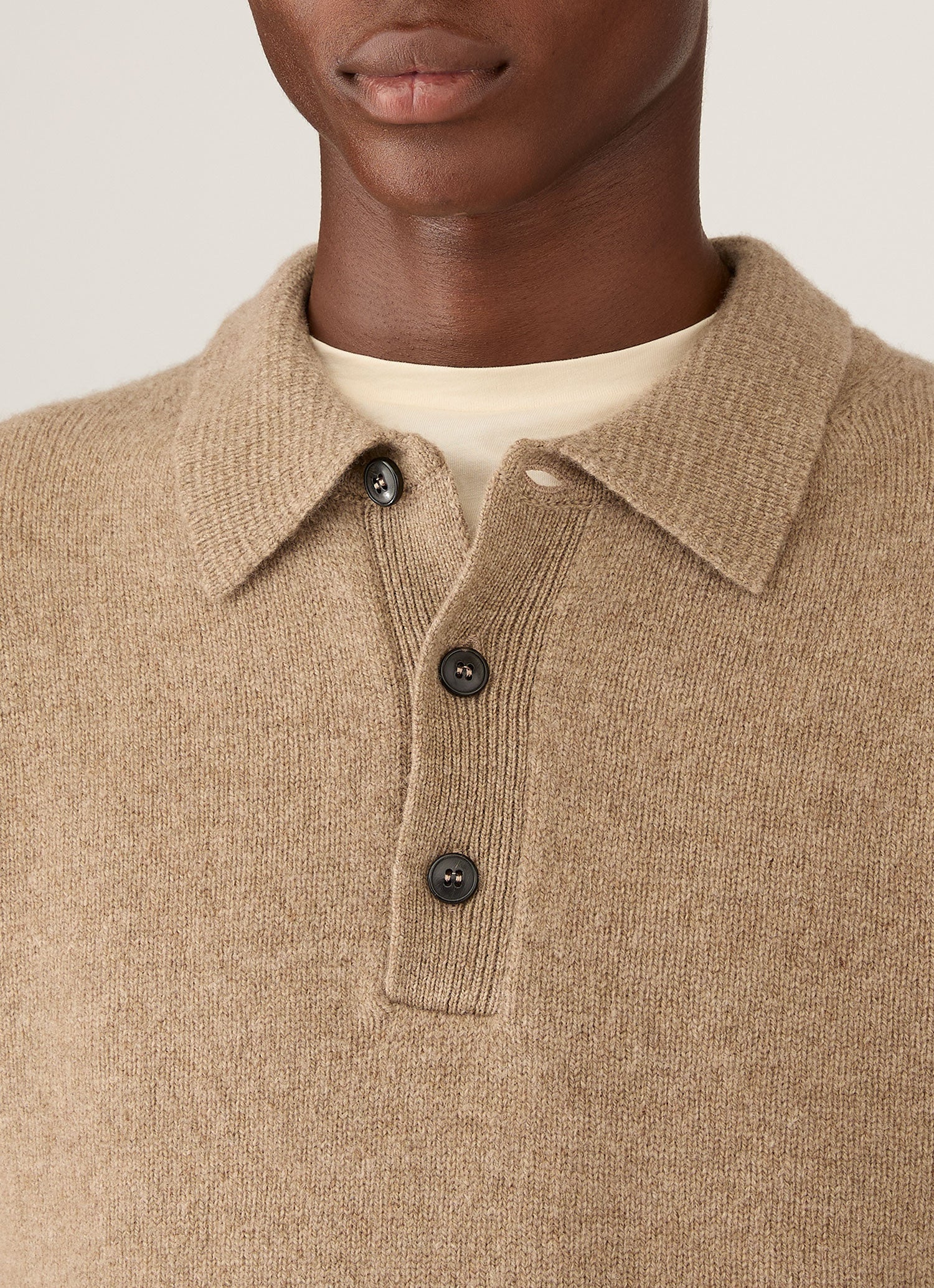 Men's Lambswool Polo Shirt in Sandstone | Sunspel
