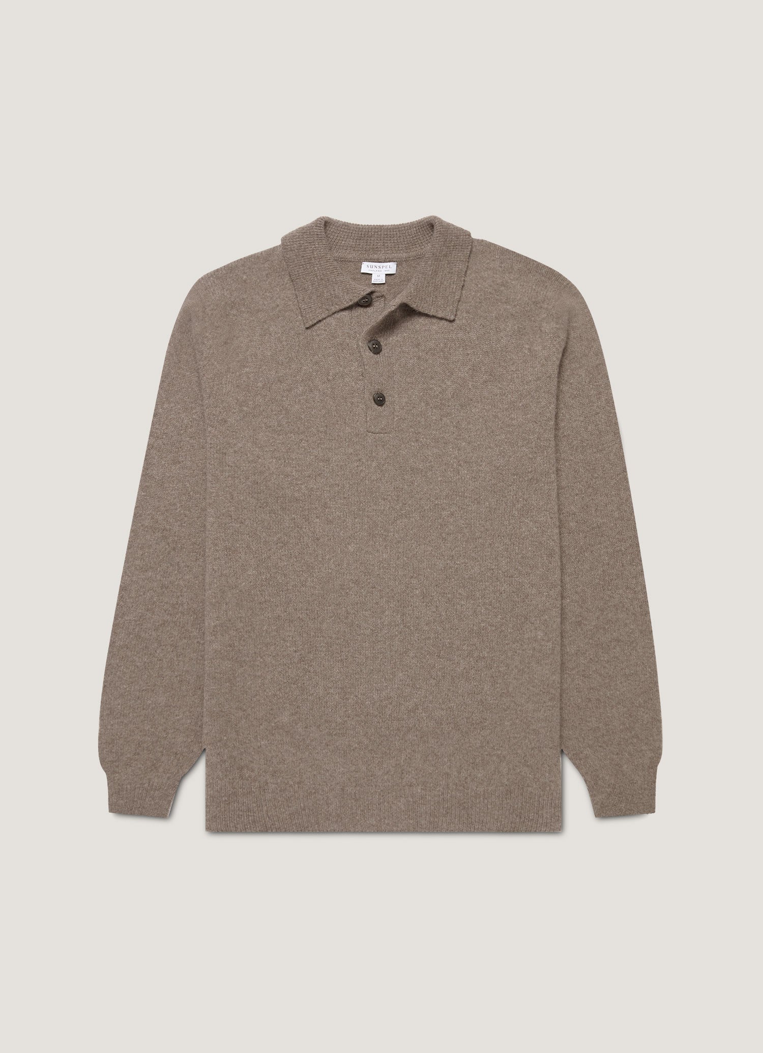 Men's Lambswool Polo Shirt in Bark | Sunspel