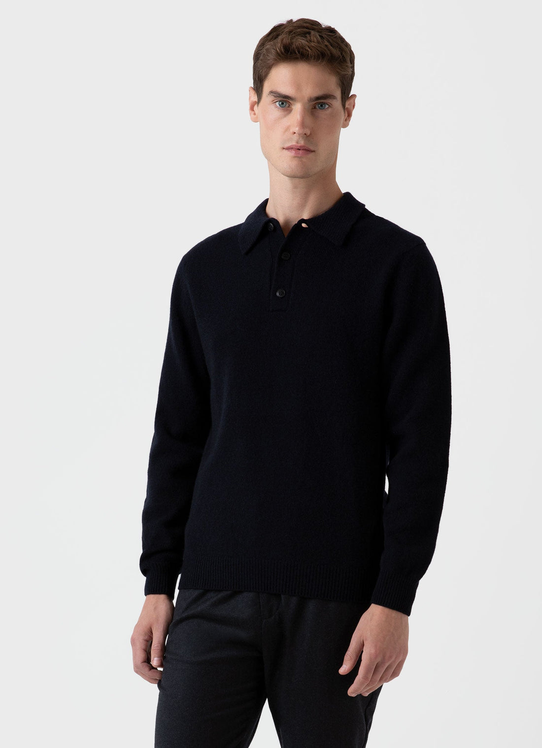 Navy, Mens Lambswool Polo Neck Jumper