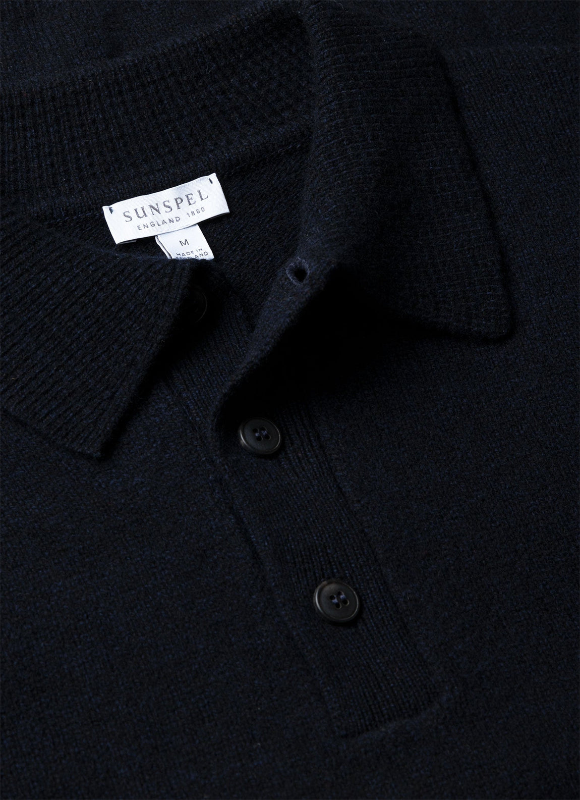 Men's Lambswool Polo Shirt in Dark Navy Mouline