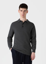 Men's Lambswool Polo Shirt in Drill Green