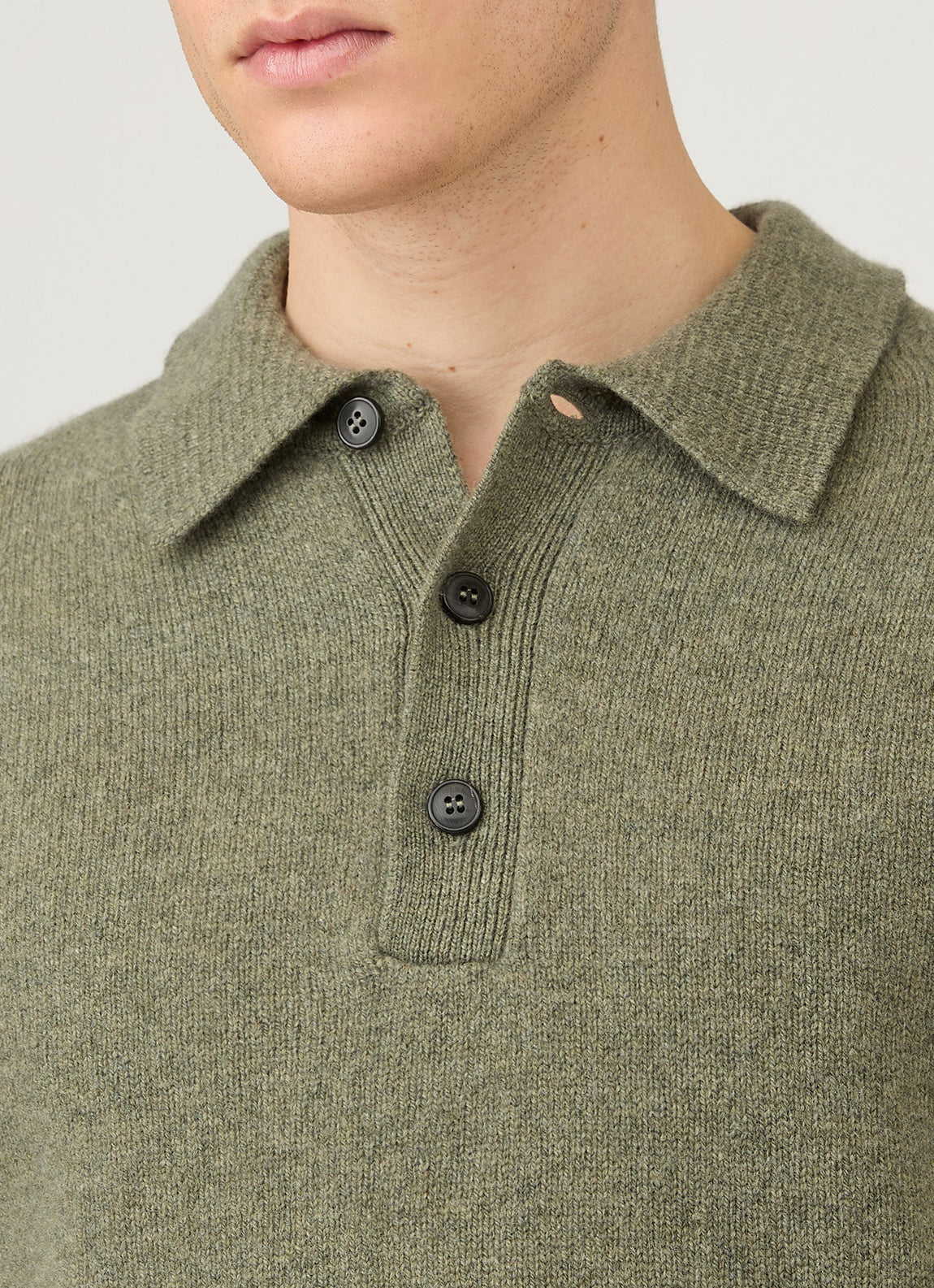 Men's Lambswool Polo Shirt in Sea Moss