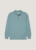 Men's Lambswool Knitted Polo Shirt in Steel Green