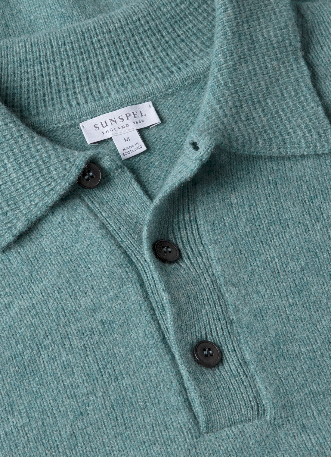 Men's Lambswool Polo Shirt in Steel Green