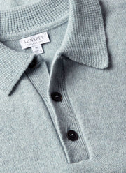 Men's Lambswool Knitted Polo Shirt in Haar