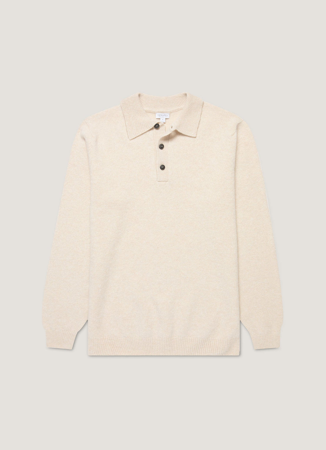 Men's Lambswool Polo Shirt in Oatmeal Melange
