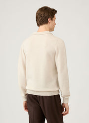 Men's Lambswool Polo Shirt in Oatmeal Melange