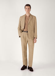 Men's Fine Rib Silk Cotton Polo Shirt in Dune