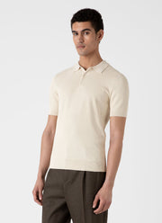 Men's Sunspel x MR PORTER Racked Stitch Polo Shirt in Ecru