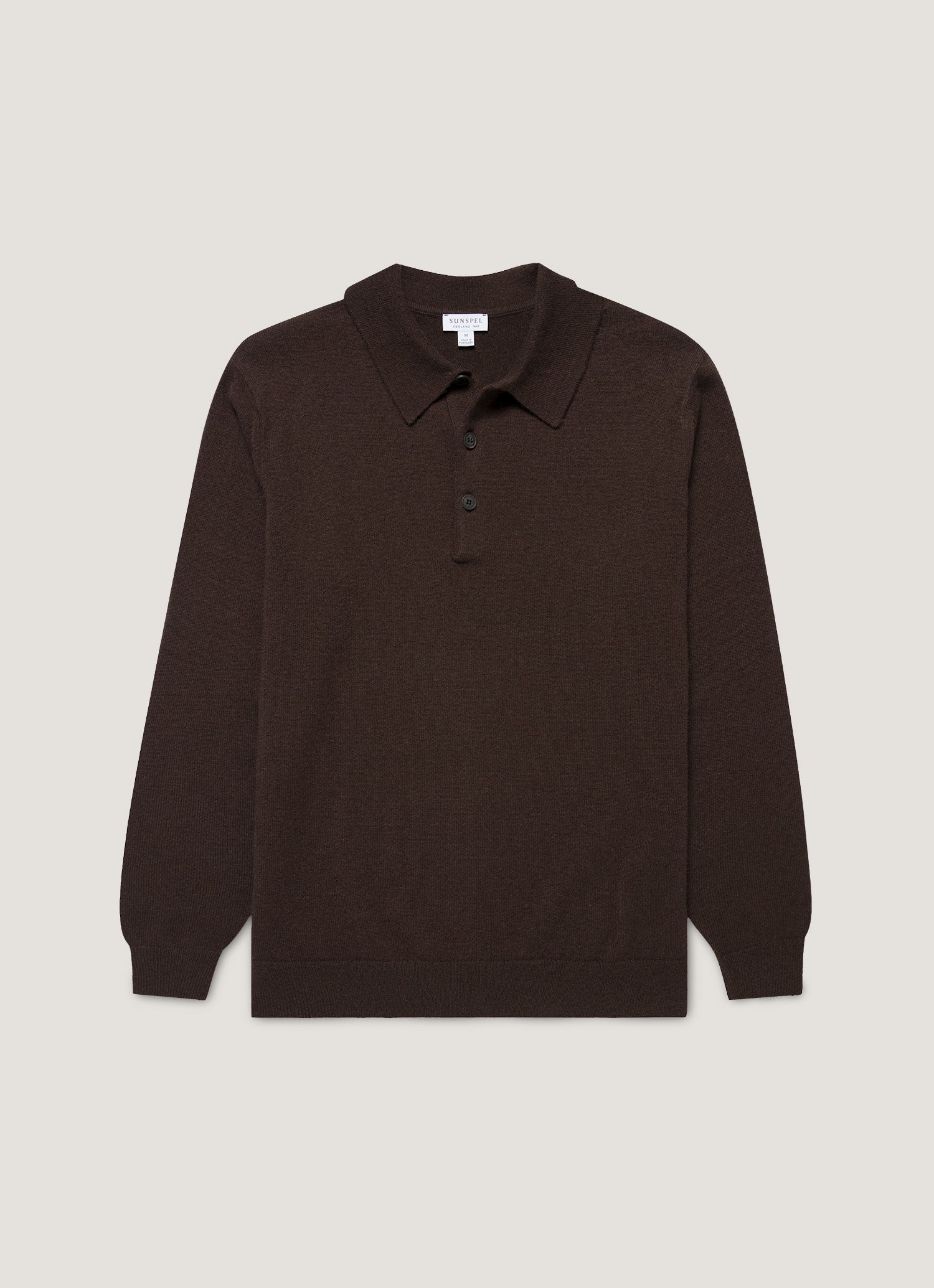 Men's Cashmere Knitted Polo Shirt in Truffle | Sunspel