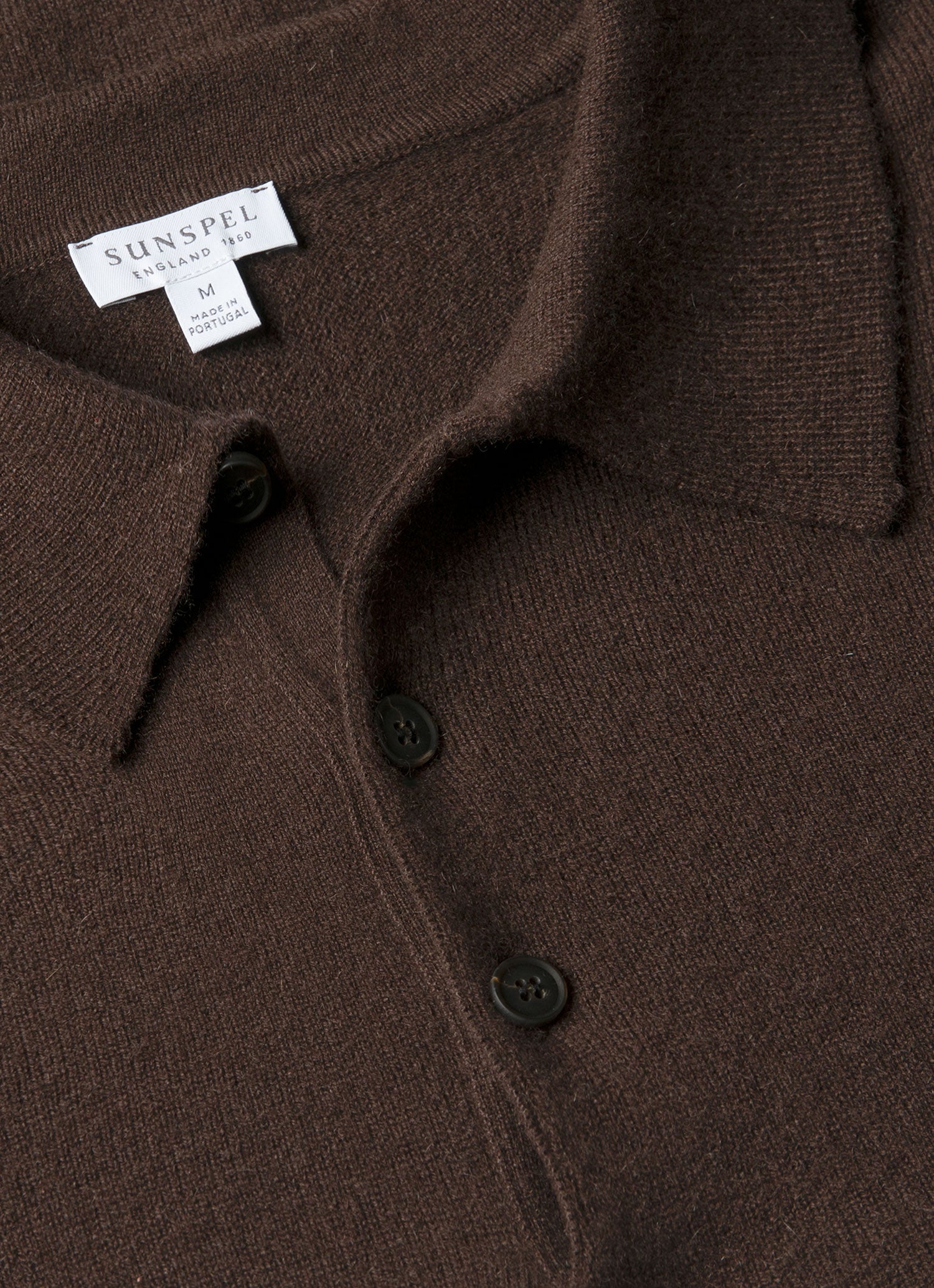 Men's Cashmere Knitted Polo Shirt in Truffle | Sunspel