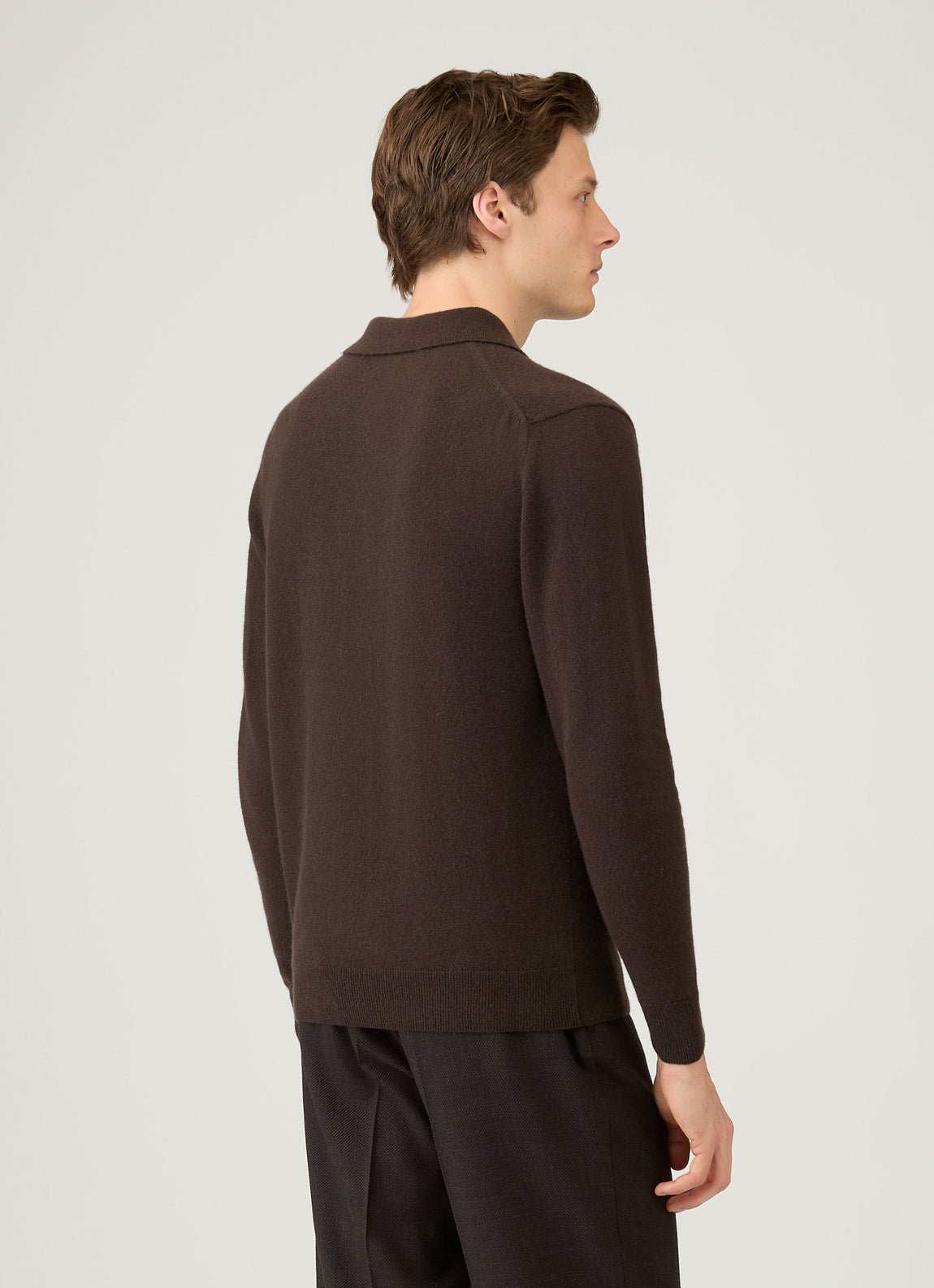 Men's Cashmere Polo Shirt in Truffle