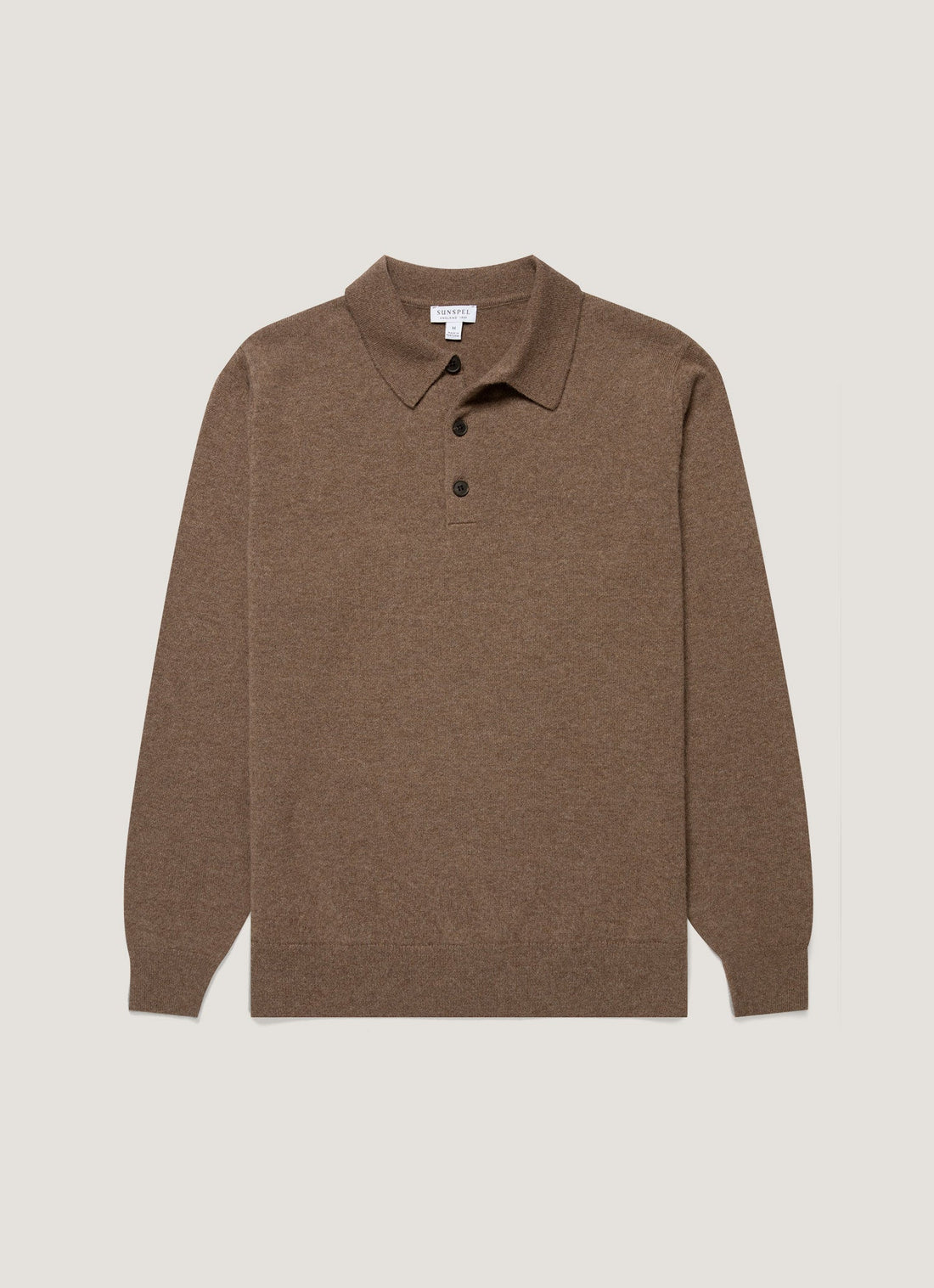 Men's Cashmere Knitted Polo Shirt in Taupe
