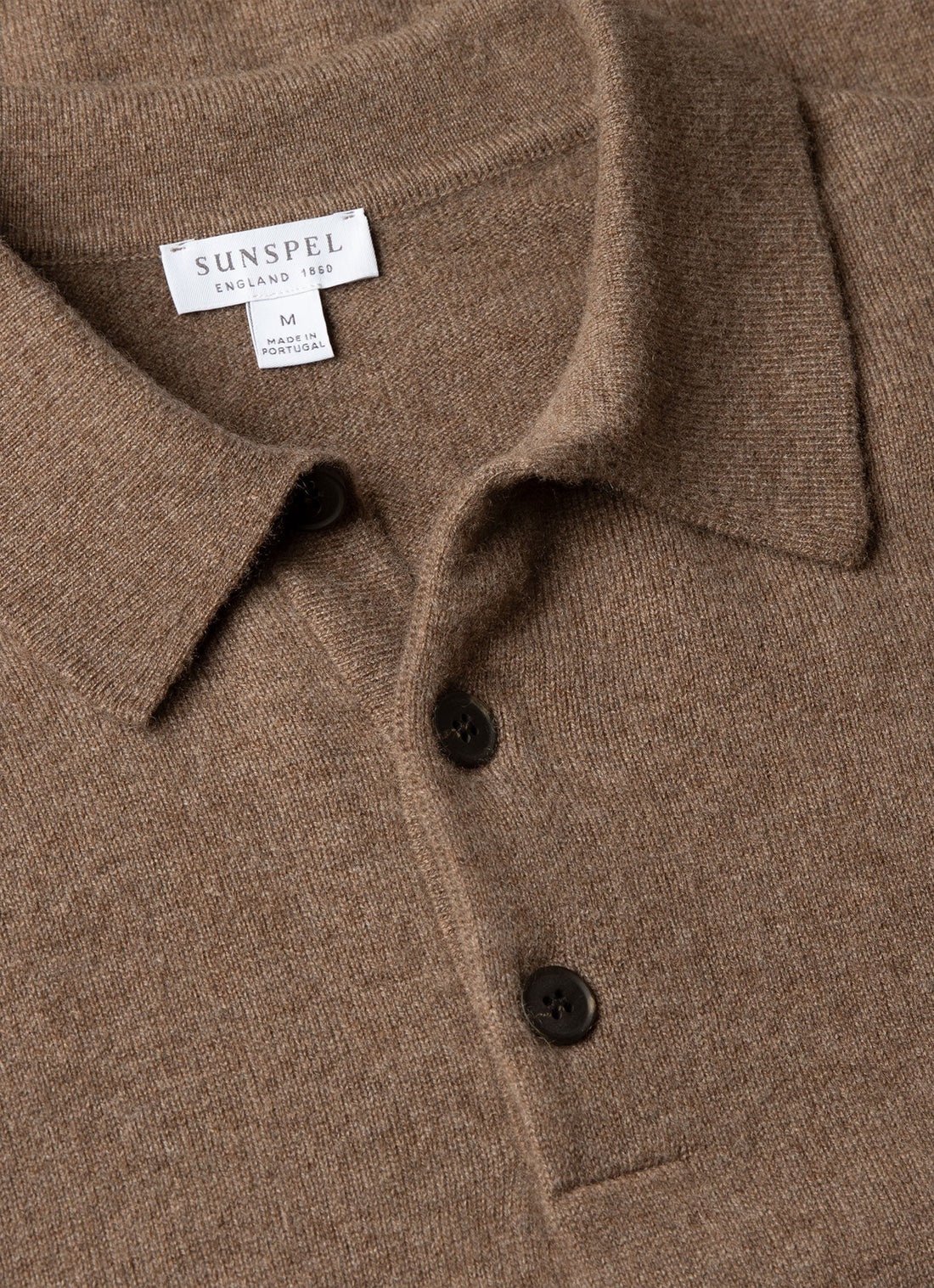 Men's Cashmere Knitted Polo Shirt in Taupe