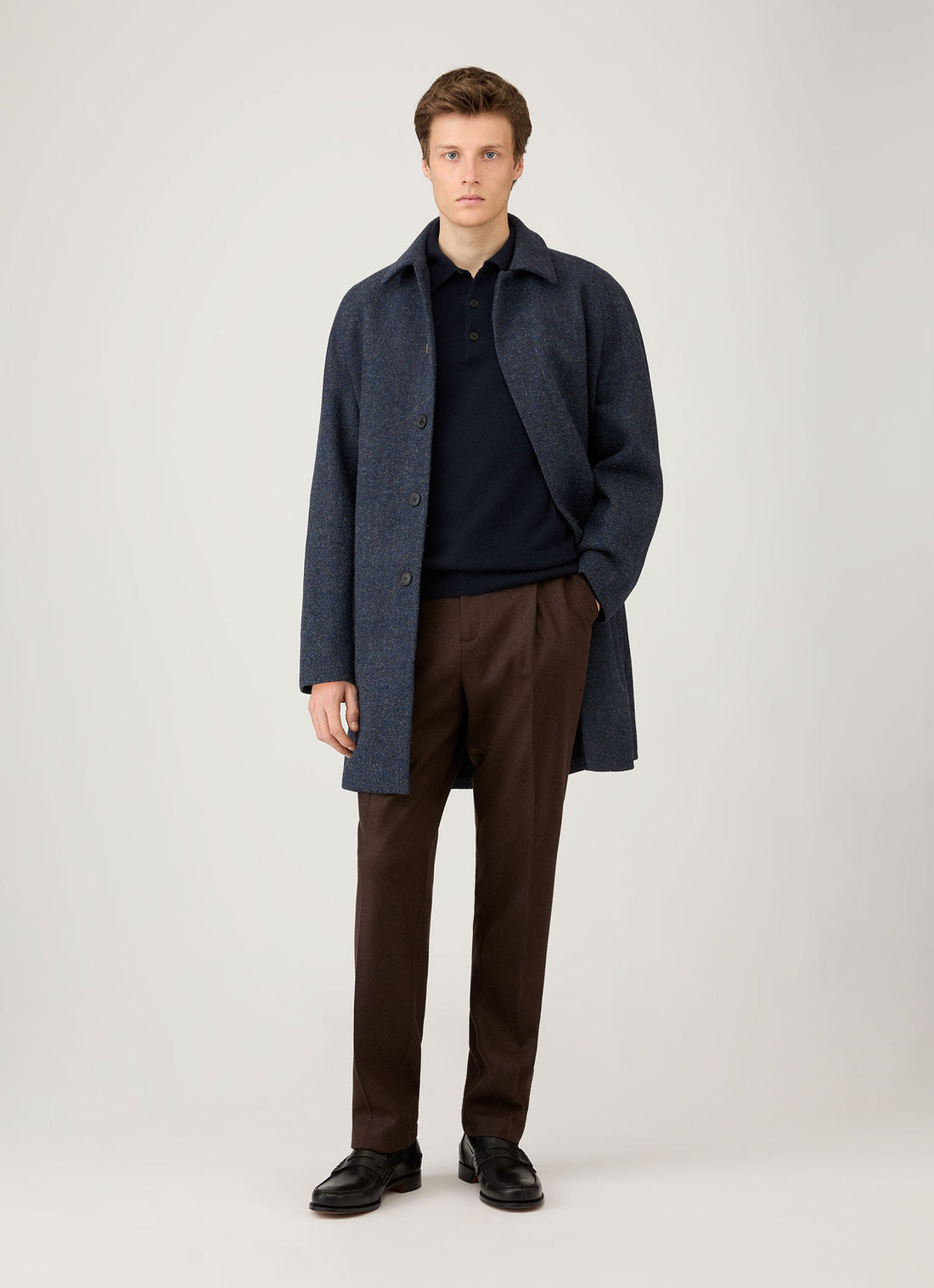 Men's Cashmere Polo Shirt in Navy